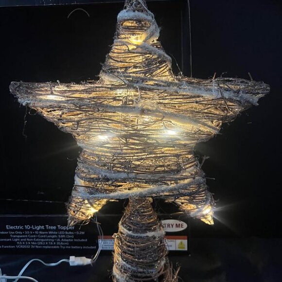 NEW Wood-Wrapped Star Light Up Christmas Tree Topper Nautical - Picture 2 of 3